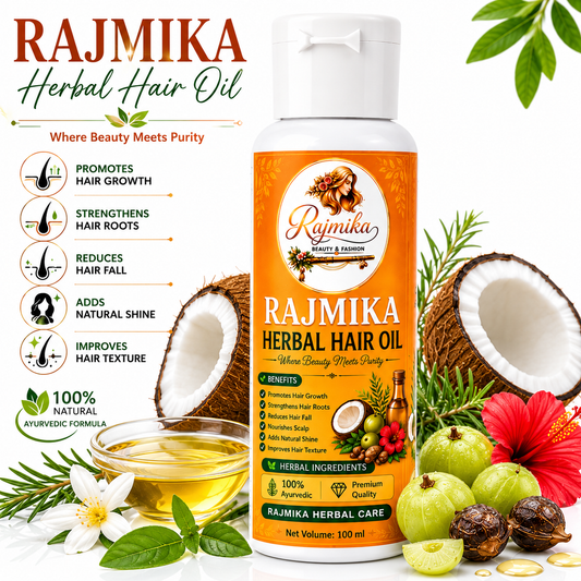 RAJMIKA Herbal Hair Oil – Natural Ayurvedic Hair Oil for Hair Growth & Hair Fall Control